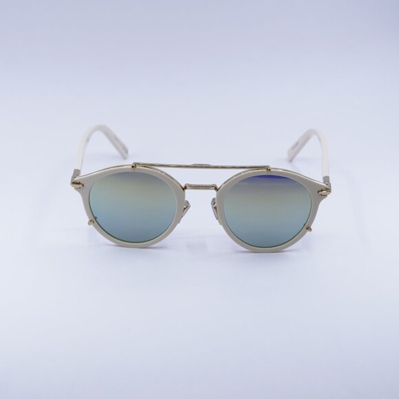 Dior DIORBLACKSUIT R7U 95H6 Sunglasses Ivory Round Frame, Green Mirror Lenses - Picture 4 of 11